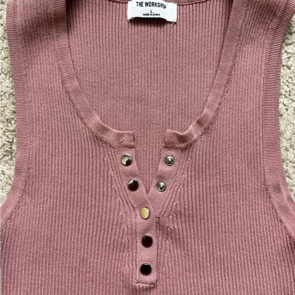Workshop Republic Clothing Dusty Pink Ribbed Tank Top - Picture 2 of 5